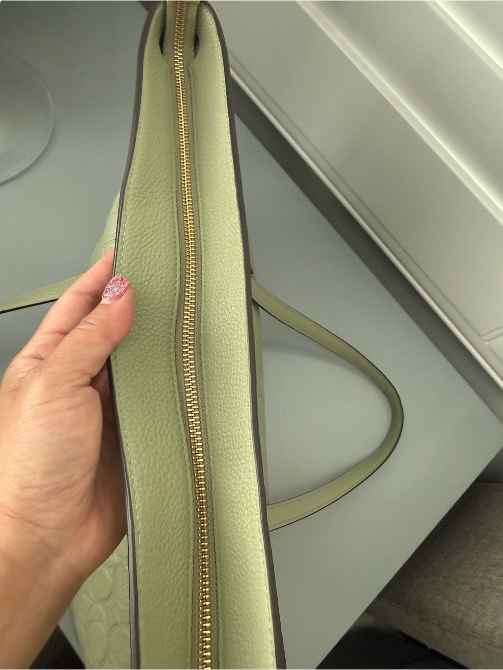 COACH OUTLET embossed leather Station Tote in Pistachio - Picture 5 of 12
